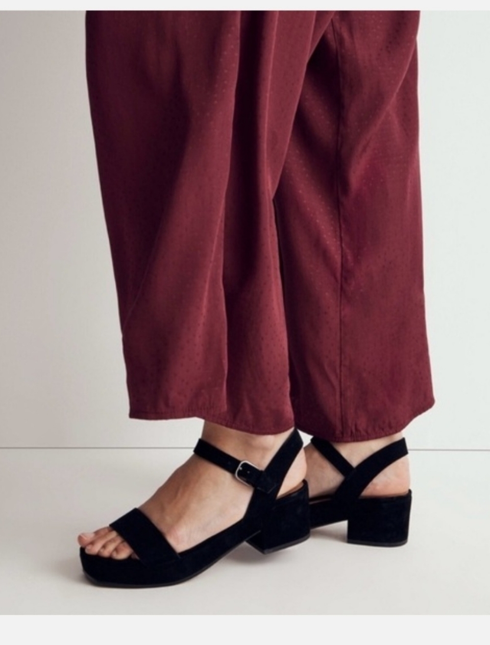 Madewell Black Suede Ankle-Strap Platform Sandals